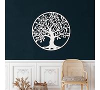 Dekadron Art mural en métal, Art mural arbre de vie, signe d'arbre généalogique en métal, blanc (71x76cm)