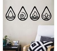 Dekadron Art mural en métal, décor mural en métal quatre éléments, décoration de salon à la maison, symbole de quatre éléments, feu de vent de terre eau (12" W x 12" H / 30x30cm Each Pieces)