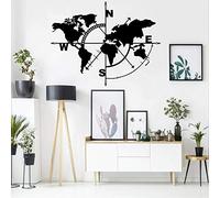 Dekadron - Carte du monde en métal, décoration murale, panneau en métal, art mural, salle de séjour