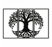 DEKADRON Décoration Murale en métal Decadron - Arbre de Vie - 3 Panneaux - Décoration Murale en métal - Décoration Murale en métal - 3 pièces Art déco 59" W x 39" H / 150x100 cm Noir