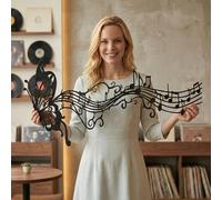 Dekadron Décoration murale en métal, décor de musique en métal, art de notes de papillon et de mélodie (46" W x 16" H / 118x40cm)