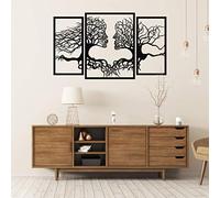 DEKADRON Décoration murale en métal en forme d'arbre de vie - 3 panneaux - Décoration murale en métal - 3 pièces - Décoration murale en métal - Décoration d'intérieur (179 x 105 cm)