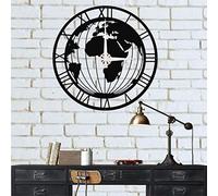 DEKADRON Décoration murale en métal, horloge carte du monde, décoration d'intérieur, panneau mural, horloge murale en métal, décoration intérieure, suspensions d'intérieur et d'extérieur, horloge (38