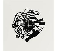 Dekadron Design unique Horloge murale en métal Cheveux Commode 38x38cm noir