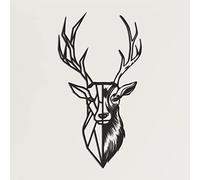 Dekadron Tête de cerf en métal naturel Art mural 3D Silhouette de cerf Décoration murale en métal (25 x 46 cm)