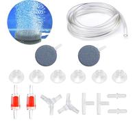 DeKago Kit de tubes à air transparents de 4,5 m - Accessoires de pompe à air d'aquarium avec bulles à air, clapets anti-retour, ventouses et connecteurs pour nano pompes à air, petits seaux et
