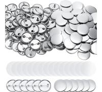 Dekaim Lot de 200 aiguilles néerlandaises mates en fer blanc, boutons ronds pour badges, y compris le couvercle inférieur, le couvercle supérieur, le film transparent, 25 mm (25 mm)