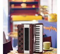 Dekaim Mini accordéon en bois - 6 cm - Rouge - Cadeau décoratif instrumental dans une boîte délicate