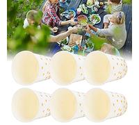 Dekaim Party Supplies Lot de 50 gobelets en carton jetables minimalistes à pois dorés pour fêtes, anniversaire, fiançailles, 355 ml