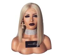 Dekaim Perruques Synthétiques, Femmes Dame Cheveux Courts Raides Blonde Pleine Perruque, Cheveux Synthétiques Résistants à la Chaleur Naturelle Filles Fête De Mariage