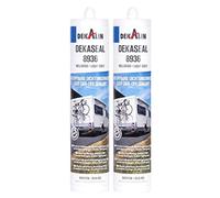Dekalin mastic plastique 2 x 290 ml, gris clair, pour les cadres et évacuations ou hublots de caravanes et camping-cars.