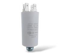 DEKAROX Condensateur universel 3 µF 450 V Ø 30 x 57 mm avec cosses enfichables AMP 6,3 mm Vis de fixation M8 CBB60 Condensateur de démarrage et de course pour appareils électroménagers