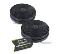 DEKAROX Lot de 2 filtres à charbon actif pour Respekta MIZ0023 MIZ0023N Bomann KF561 PKM CF110 Candy 49037930 35 mm Hauteur 175 mm Diamètre neutralisation efficace des odeurs pour hottes aspirantes