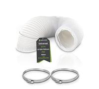 DEKAROX Tuyau d'évacuation d'air en PVC de 2,5 m de diamètre 100/102 mm - Flexible avec colliers pour climatisation 100 mm - Sèche-linge et hotte aspirante