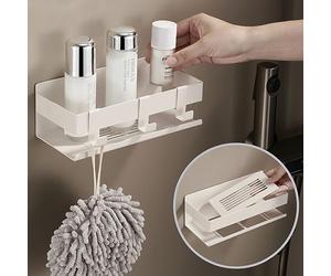 DEKAZIA® Étagère de Douche Sans Perçage Blanc Beige | Étagère de Salle de Bain Blanche