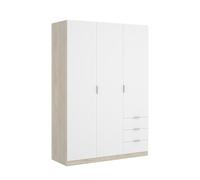 DEKIT GRUPO RIMOBEL Armoire à 3 Portes et 3 tiroirs, Grande capacité, Naturel/Blanc, 121 x 184 x 52 cm