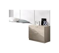 DEKIT GRUPO RIMOBEL BITO - Tête de lit à Trois plafonniers avec Table à Deux tiroirs - Naturel/Blanc - 96 x 157 x 34,2 cm