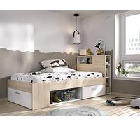 DEKIT GRUPO RIMOBEL Lanka Lit Compact 90 x 190 avec tiroirs, Naturel/Blanc, 96 x 99 x 218 cm