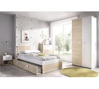 DEKIT GRUPO RIMOBEL Lit gigogne, Mélamine, Couleurs Teint/Blanc, 79 x 97 x 196