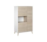 DEKIT GRUPO RIMOBEL Ness - Buffet Haut à 3 Portes et 4 étagères - 135 x 81 x 43 cm - Blanc/Naturel