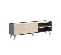 DEKIT GRUPO RIMOBEL Ness Module TV Bas, Panneaux de Particules, Graphite/Naturel