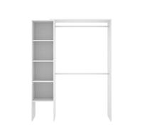 Dressing extensible - Mélamine blanc - Montage réversible - 1 colonne et 2 penderies - L139.5 x P40 x H 187 cm