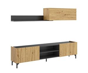 DEKIT GRUPO RIMOBEL TASS Composition de Salon TV, Mélamine, Graphite et Nordic, 180x183x35 cm