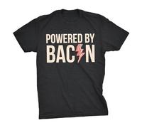 DEKKRYLABZAA Trendy T-Shirt Taitai Men's Powered by Bacon Funny Food Love Apparel Sarcastic Saying GiftBalck Black XL