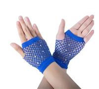 DEKKRYNFV 2. Gants courts étincelants avec des accents de cristal, vêtements de danse légers en maille pour clubs et activités de plein air, gants en maille étincelante pour festival, bleu marine
