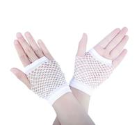 DEKKRYNFV 2. Gants courts étincelants avec des accents de cristal, vêtements de danse légers en maille pour clubs et activités de plein air, gants en maille étincelante pour festival, blanc, taille
