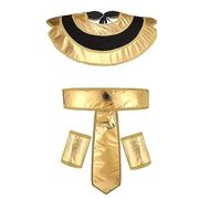 DEKKRYNFV Accessoires de costume égyptien - Chapeau de roi Tuts - Costume de pharaon égyptien - Coiffe - Bracelets - Col égyptien pour Halloween