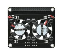 DEKKRYNFV Améliore la dissipation de la chaleur - Double ventilateur de refroidissement - Module d'extension pour Raspberry 5 avec rétroéclairage LED à profil bas - Dissipation de la chaleur à double