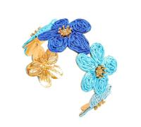 DEKKRYNFV Artistique pour femme fait main raphia et alliage tissé floral bijoux cadeau style vintage bracelet raphia vintage