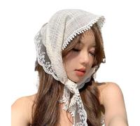DEKKRYNFV Bandanas français à nouer pour femme, foulard léger et triangulaire en dentelle florale, cadeau, blanc, Taille unique