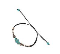 DEKKRYNFV Bracelet élastique fait à la main avec perles turquoises avec breloque tortue pour les occasions décontractées et les fêtes Bijoux en pierre naturelle
