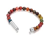 DEKKRYNFV Bracelet en pierre naturelle de 8 mm pour femmes, hommes, filles, dames, bracelet extensible à perles pour fête d'anniversaire, pierre volcanique, œil d'agate, bijoux en perles de cristal