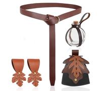 DEKKRYNFV Ceinture médiévale en cuir avec fioles de potion en liège, jupe, clip de randonnée, costume médiéval pour Halloween, sorcière, cosplay, accessoire LARP, Y, taille unique