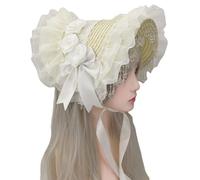 DEKKRYNFV Chapeau de veuves victorien punk avec bordure en dentelle ornée - Pour fêtes à thème et photographie - Confortable