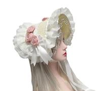 DEKKRYNFV Chapeau de veuves victorien punk avec bordure en dentelle ornée - Pour fêtes à thème et photographie - Confortable