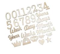 DEKKRYNFV Chiffres et mots en bois naturel pour annonce de bébé, accessoires de photographie, décorations de chambre d'enfant, souvenirs, suivi de croissance, accessoires pour photos de famille