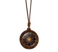 DEKKRYNFV Collier ras du cou avec pendentif en forme d'hexagramme spirituel Sri Yantra - Géométrie sacrée - Amulette en bois pour femme - Chaîne réglable