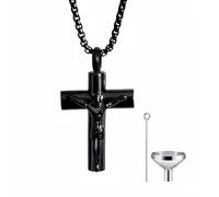 DEKKRYNFV Ensemble de collier durable en acier inoxydable - Urne à porter au quotidien - Accessoire commémoratif pour cendres avec amour - Cadeau de condoléances