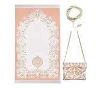 DEKKRYNFV Ensemble de tapis de prière musulmane avec sac et perles - Tapis de prière pour mariage musulman avec sac et perles