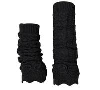 DEKKRYNFV Jambières de Noël pour femmes et filles Lolitas - Chaussettes longues tricotées Harajukus - Bas tube central - Manches longues en tricot, fleurs noires, taille unique