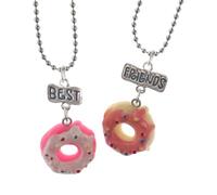 DEKKRYNFV Lot de 2 colliers sophistiqués avec pendentif d'amitié avec motif gâteau et dessert pour sœurs et amis, bijoux de fête d'anniversaire