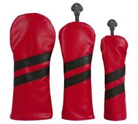 DEKKRYNFV Lot de 3 couvre-têtes en cuir PU à rayures pour club de golf hybride accessoire pour joueur