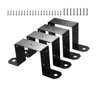 DEKKRYNFV Lot de 4 supports de clôture efficaces pour poteaux en bois de 10,2 x 10,2 cm avec revêtement noir pour une structure efficace