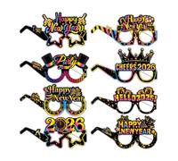 DEKKRYNFV Lot de 8 lunettes de fête 2026 en papier, accessoires festifs du Nouvel An pour fêtes de groupe, accessoires de fête du Nouvel An