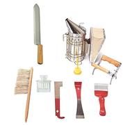 DEKKRYNFV Lot de 9 outils de ruche en acier inoxydable pour apiculteurs et grattoirs