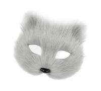 DEKKRYNFV Masque De Chat En Peluche Demi-visage D'animal En Fourrure Demi-visage Pour Hommes Et Femmes Mascarade D'halloween Fête De Cosplay Chats